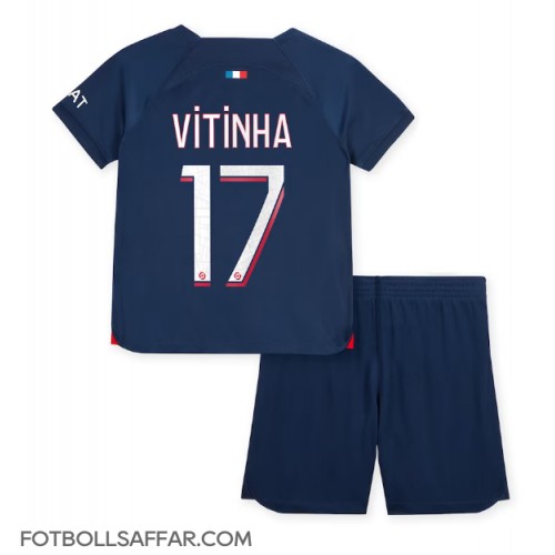 Paris Saint-Germain Vitinha Ferreira #17 Hemmadräkt Barn 2023-24 Kortärmad (+ Korta byxor)